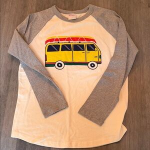 Hanna Andersson Kids 100% Cotton Long Sleeve Shirt with Yellow Van Design